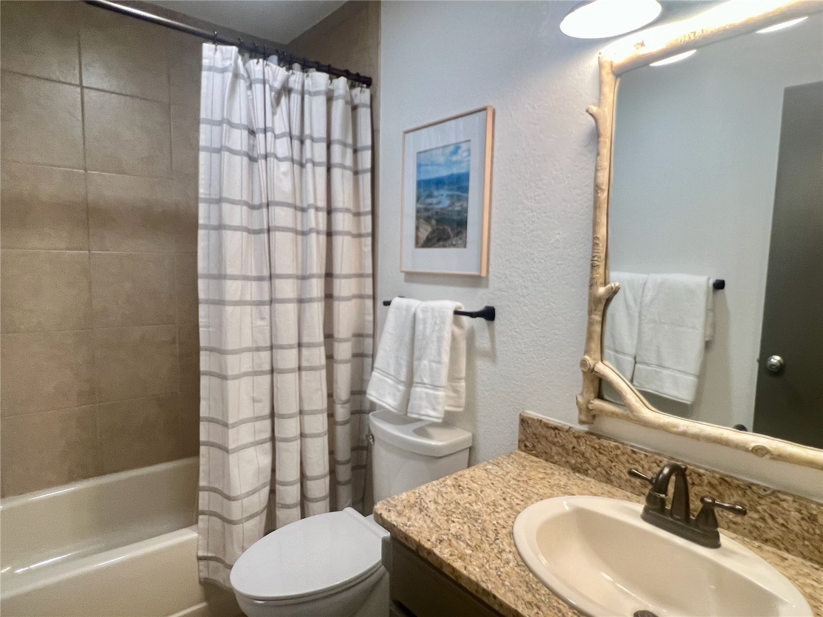 89410 Ryan Gulch Road, Unit 104 Silverthorne, CO 80498 - Photo 10 of 31 a bathroom with a sink toilet and shower
