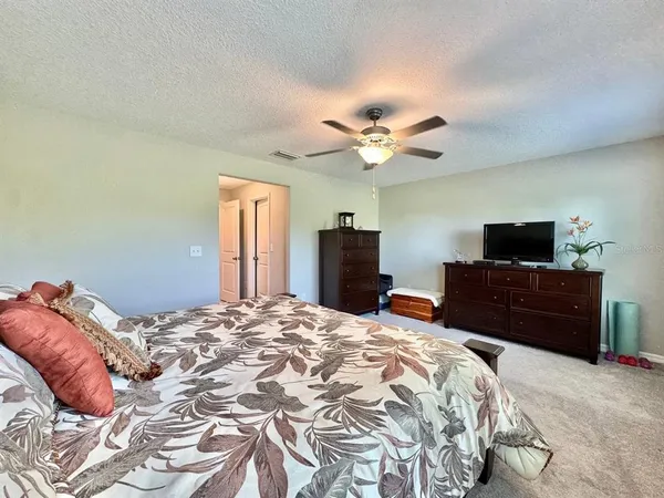 a bedroom with a bed and a tv