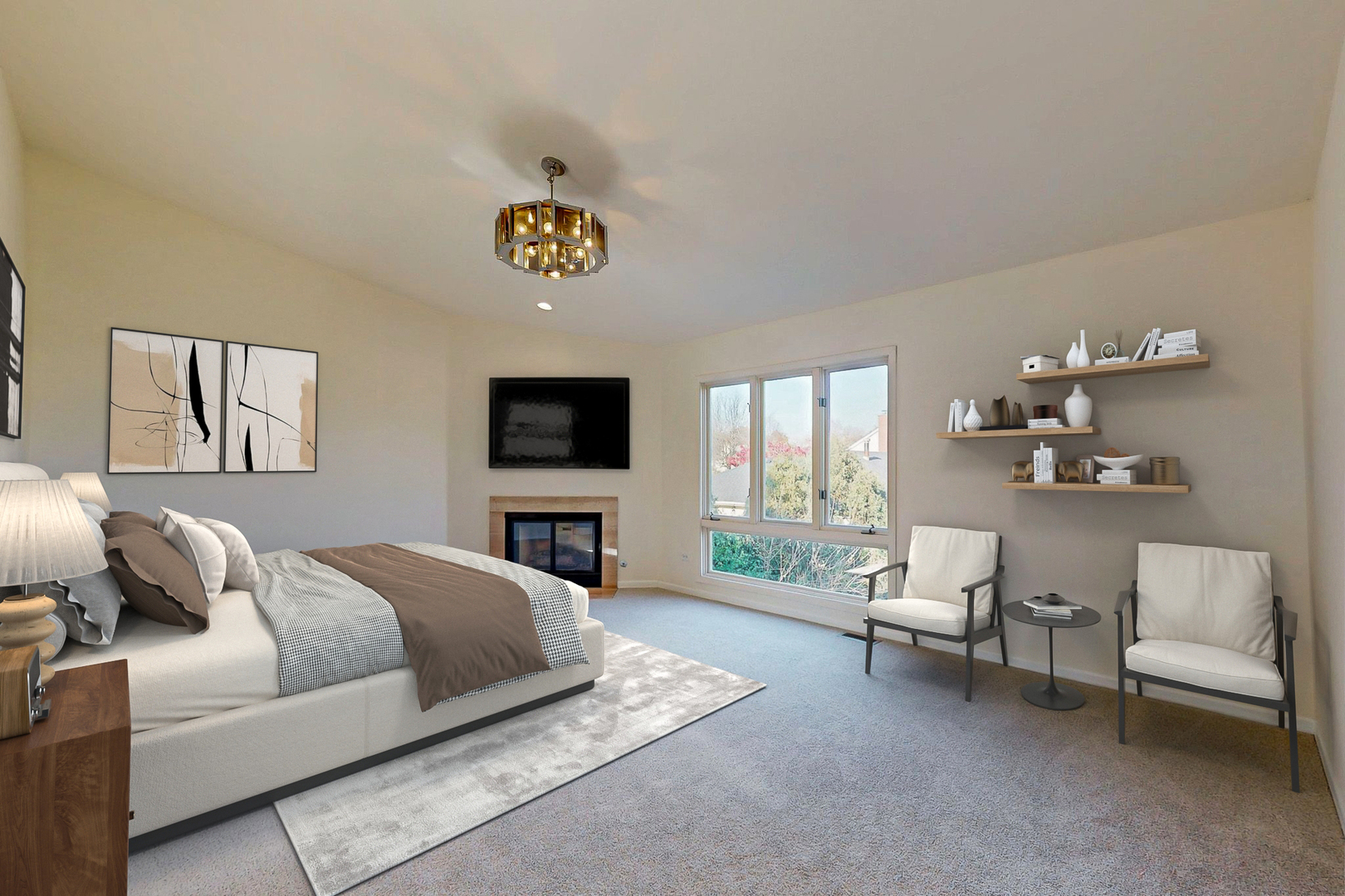 3820 Kiess Drive Glenview, IL 60026 - Photo 19 of 44 a spacious bedroom with a bed and a couch