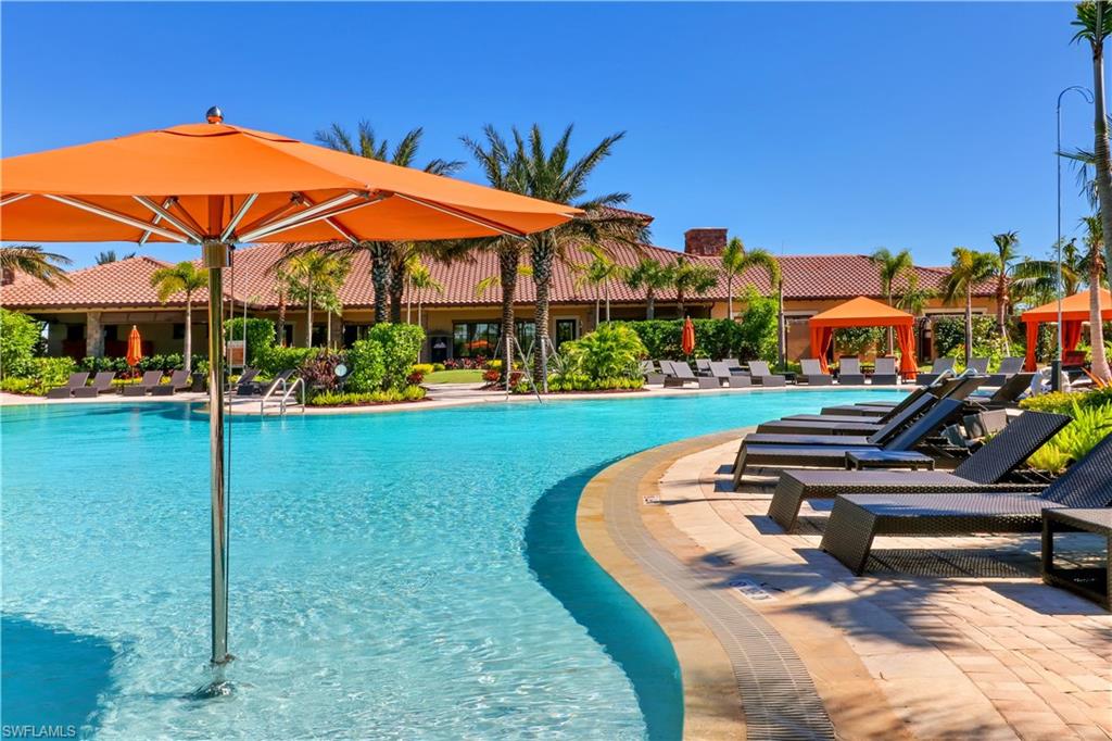 8773 Bellano Court, Unit 103 Naples, FL 34119 - Photo 38 of 47 Community pool featuring a patio and a gazebo
