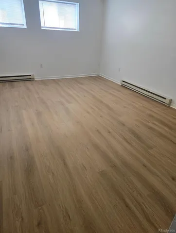 an empty room with a workbench