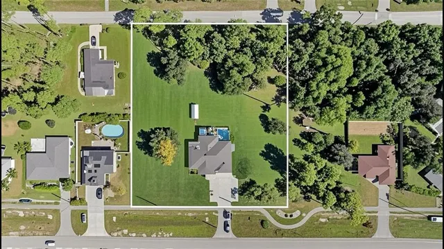 an aerial view of a house