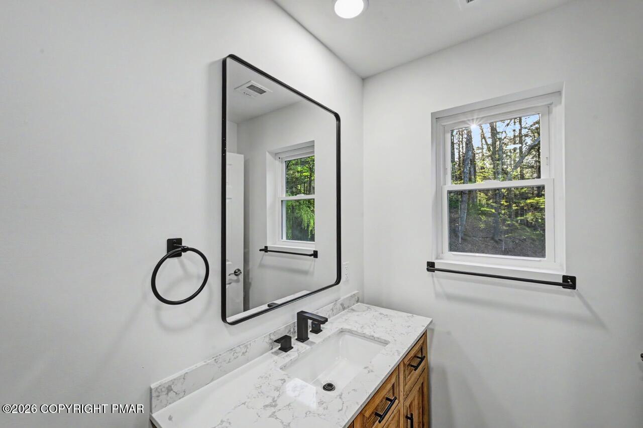 1131 Mink Court Bushkill, PA 18324 - Photo 41 of 81 a bathroom with a sink and a mirror