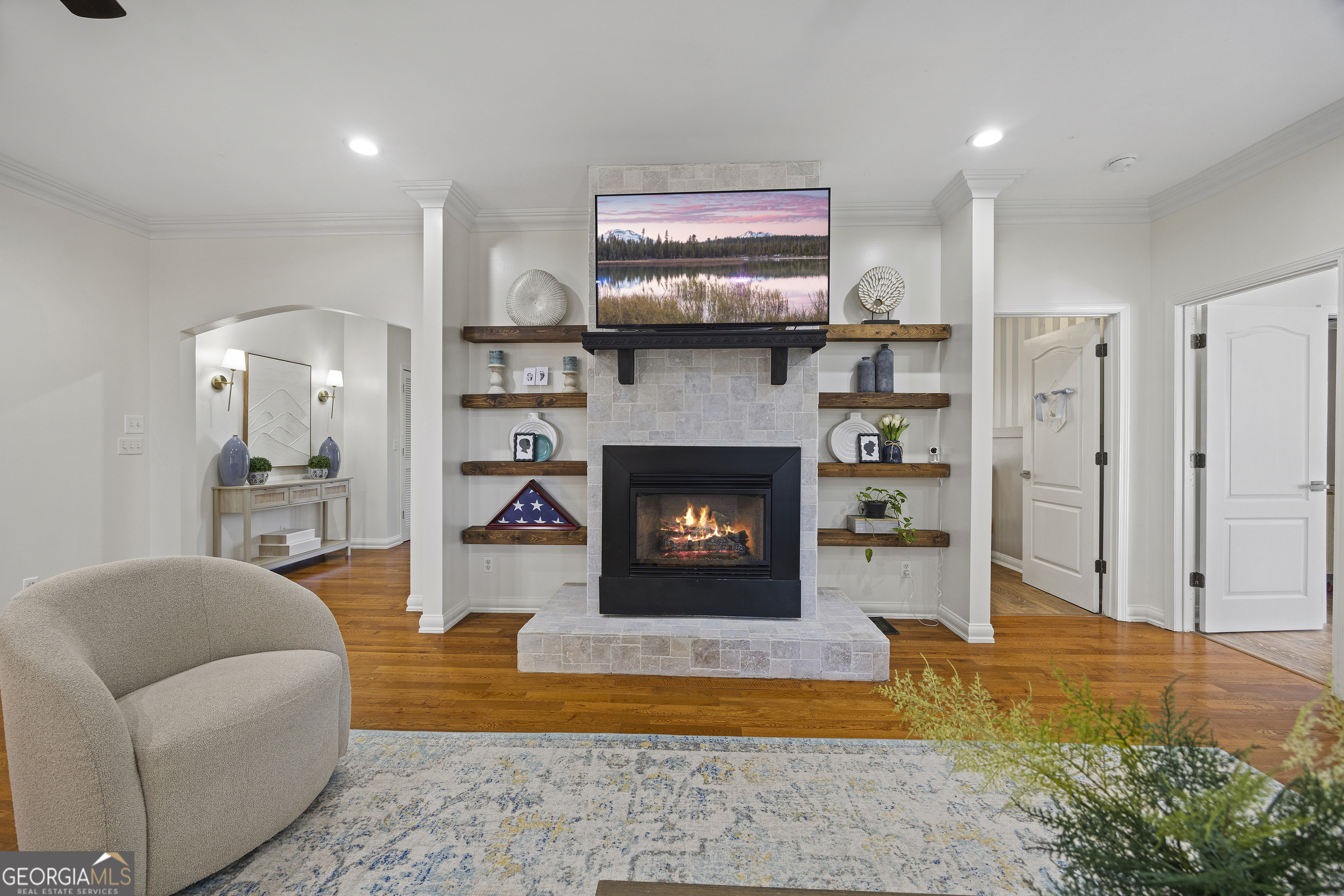 2565 New Franklin Church Road Canon, GA 30520 - Photo 11 of 168 a living room with furniture and a fireplace