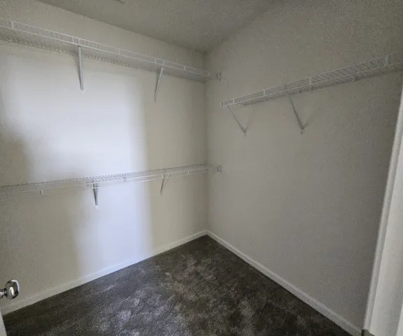 a view of a room with racks on the wall
