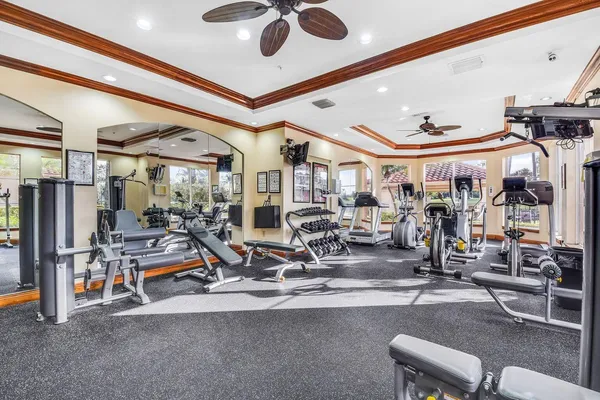 a view of a room with gym equipment