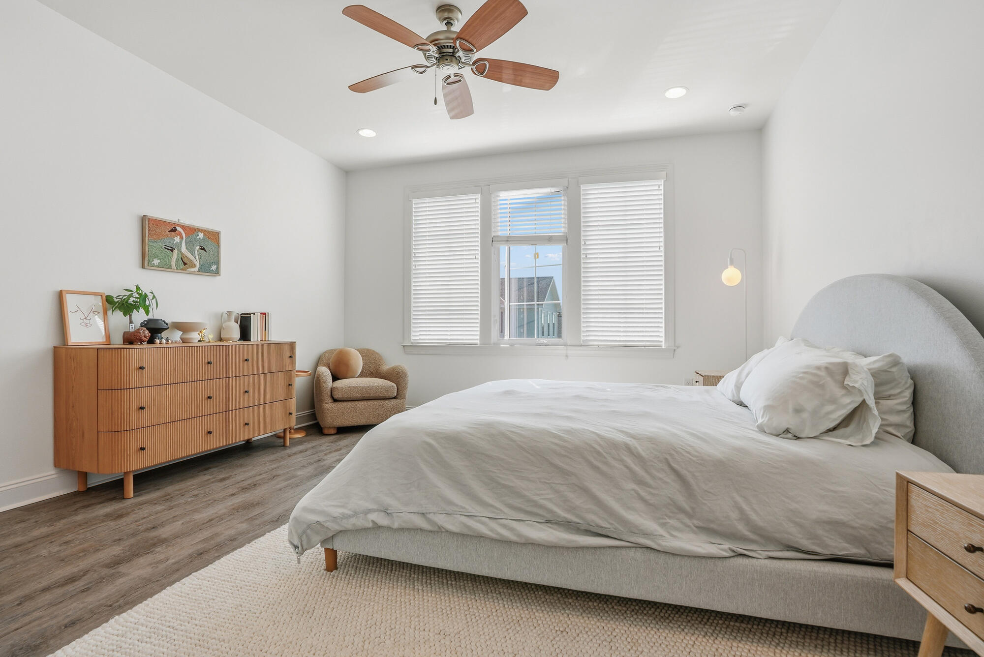 199 Windrow Way Inlet Beach Inlet Beach, FL 32461 - Photo 13 of 24 a bedroom with a bed and a chandelier