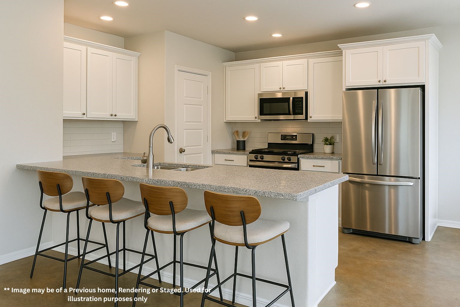 15506 Arrowhead Loop West Willis, TX 77378 - Photo 4 of 13 a kitchen with stainless steel appliances granite countertop a refrigerator a stove a sink and a microwave