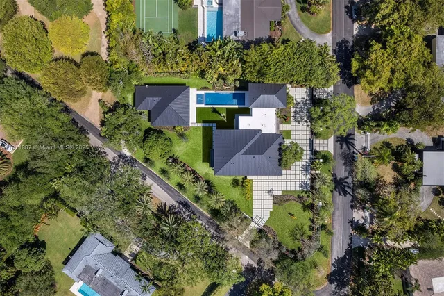 an aerial view of a house