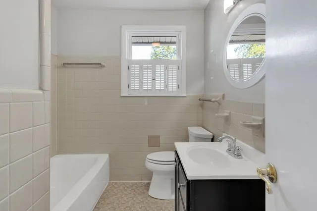 a bathroom with a bathtub