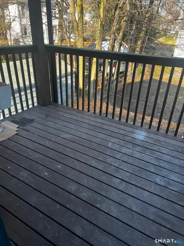 a view of wooden balcony