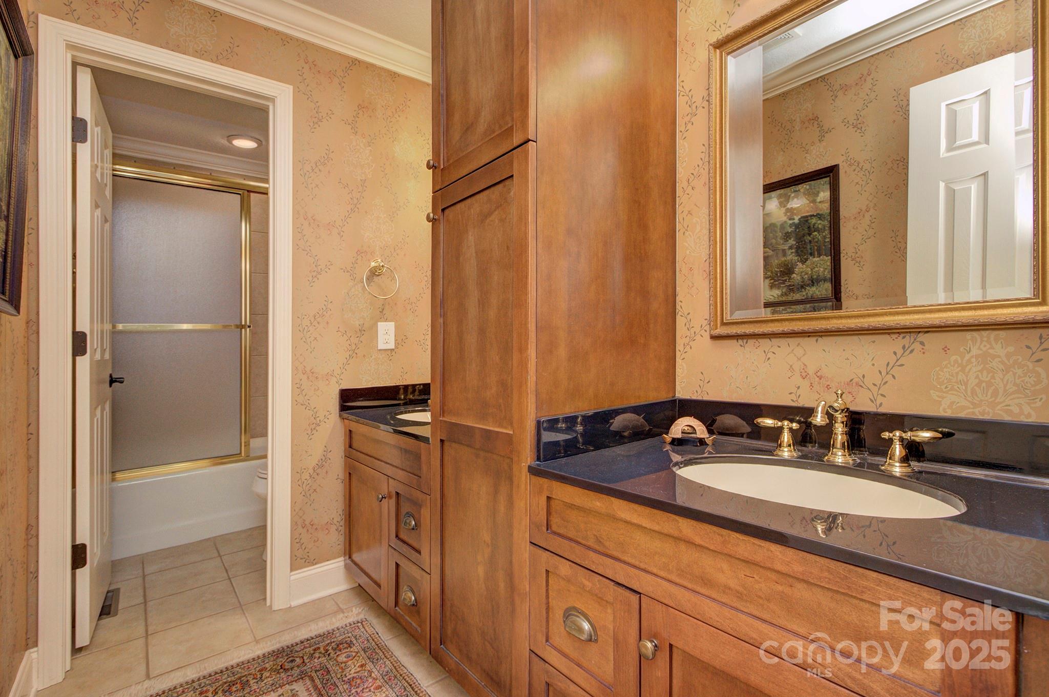 193 Duncan Creek Road Fletcher, NC 28732 - Photo 36 of 48 a bathroom with a sink double vanity and a mirror