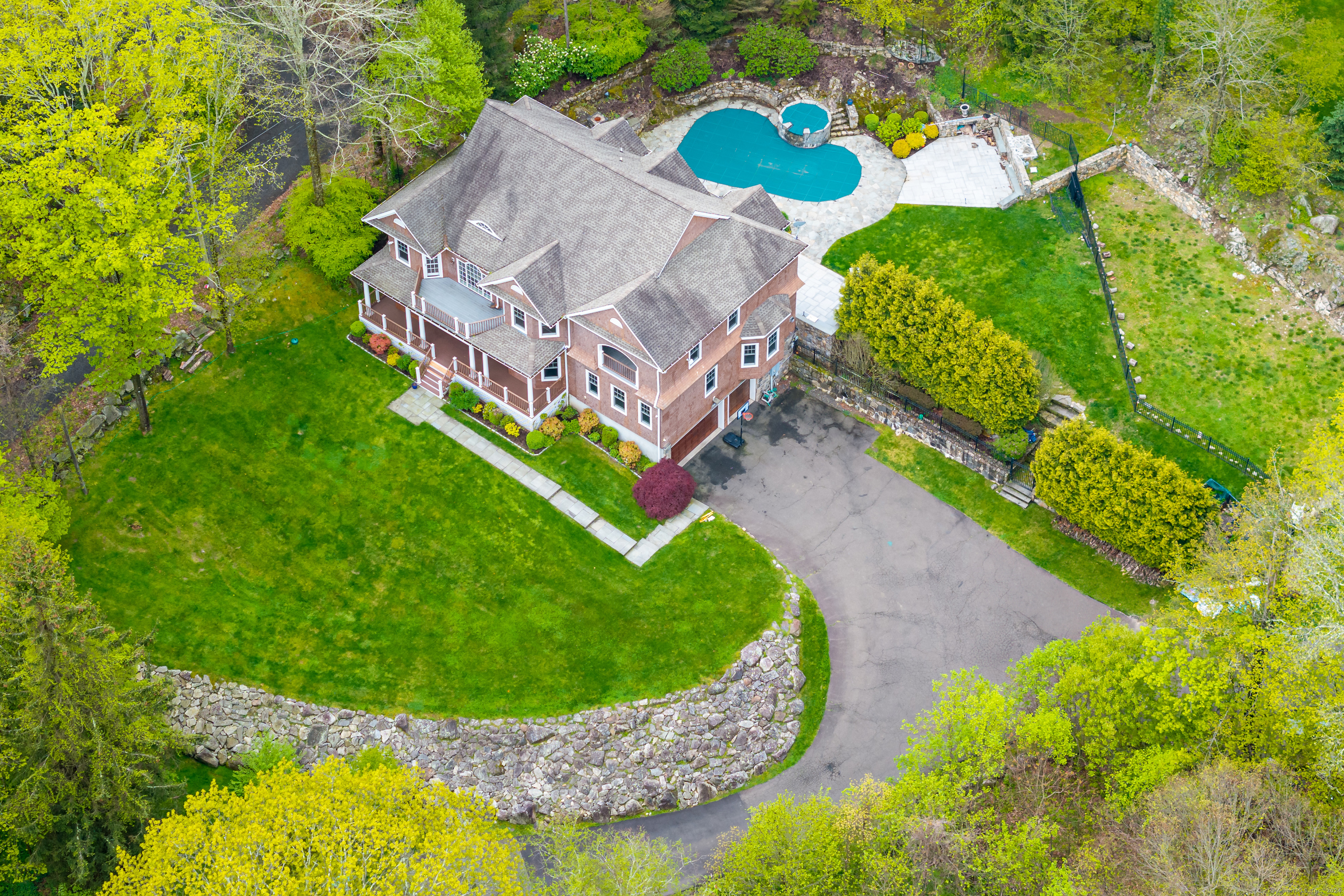 an aerial view of a house