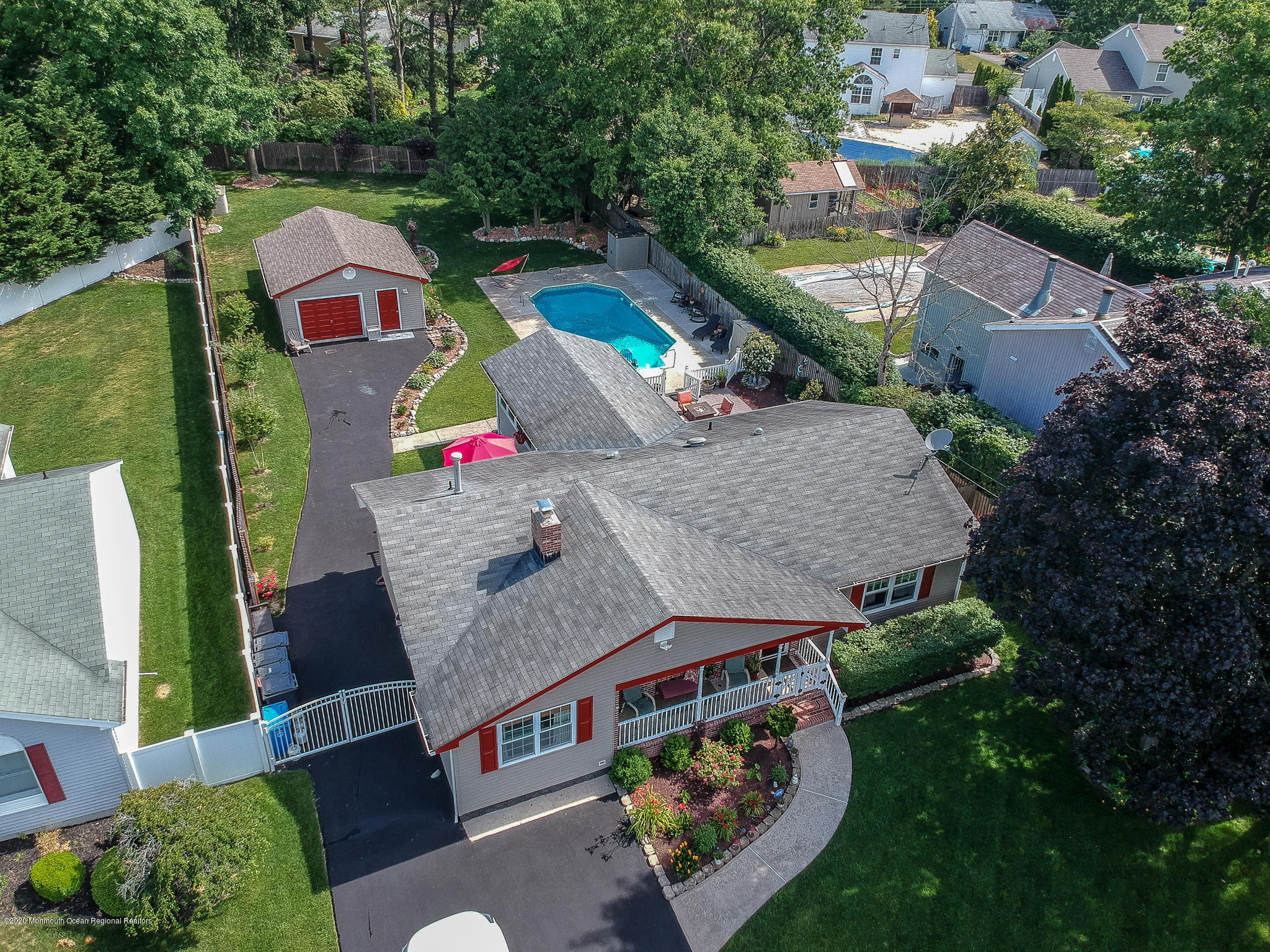 220 Wave Road Manahawkin, NJ 08050 - Photo 87 of 87 an aerial view of residential house with outdoor space and swimming pool