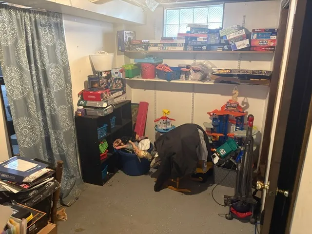 a view of a storage and utility room