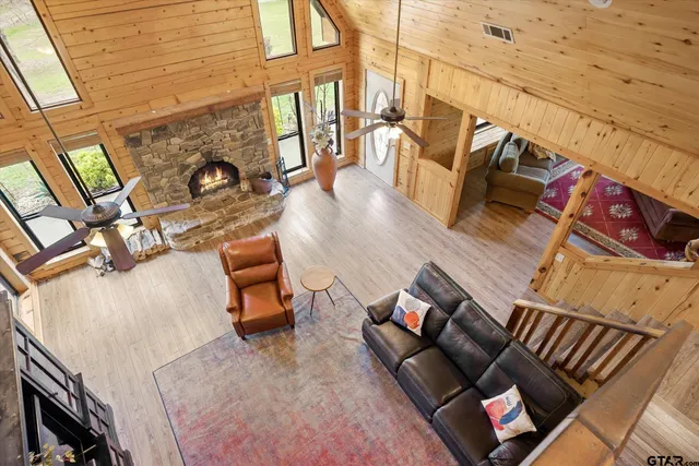 a living room with furniture