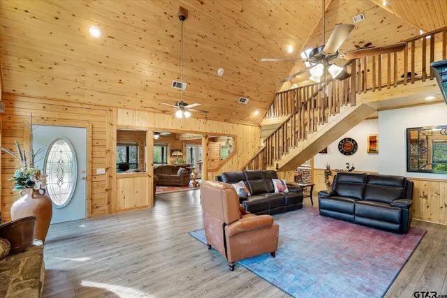 a living room with furniture