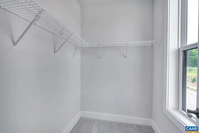 a view of a room with racks on the wall