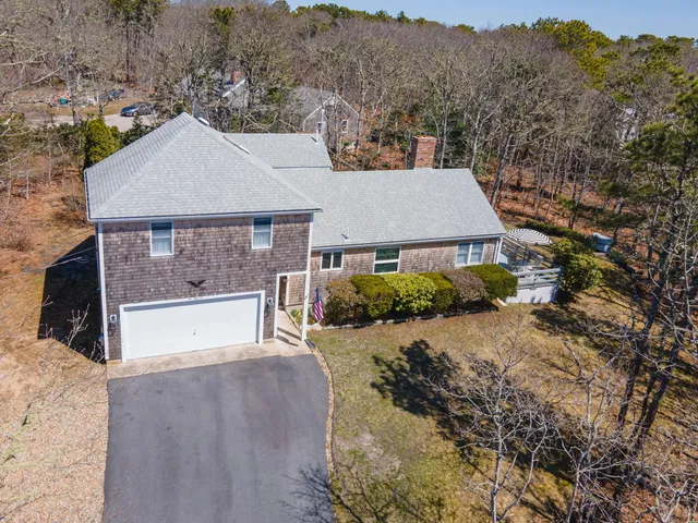 an aerial view of a house