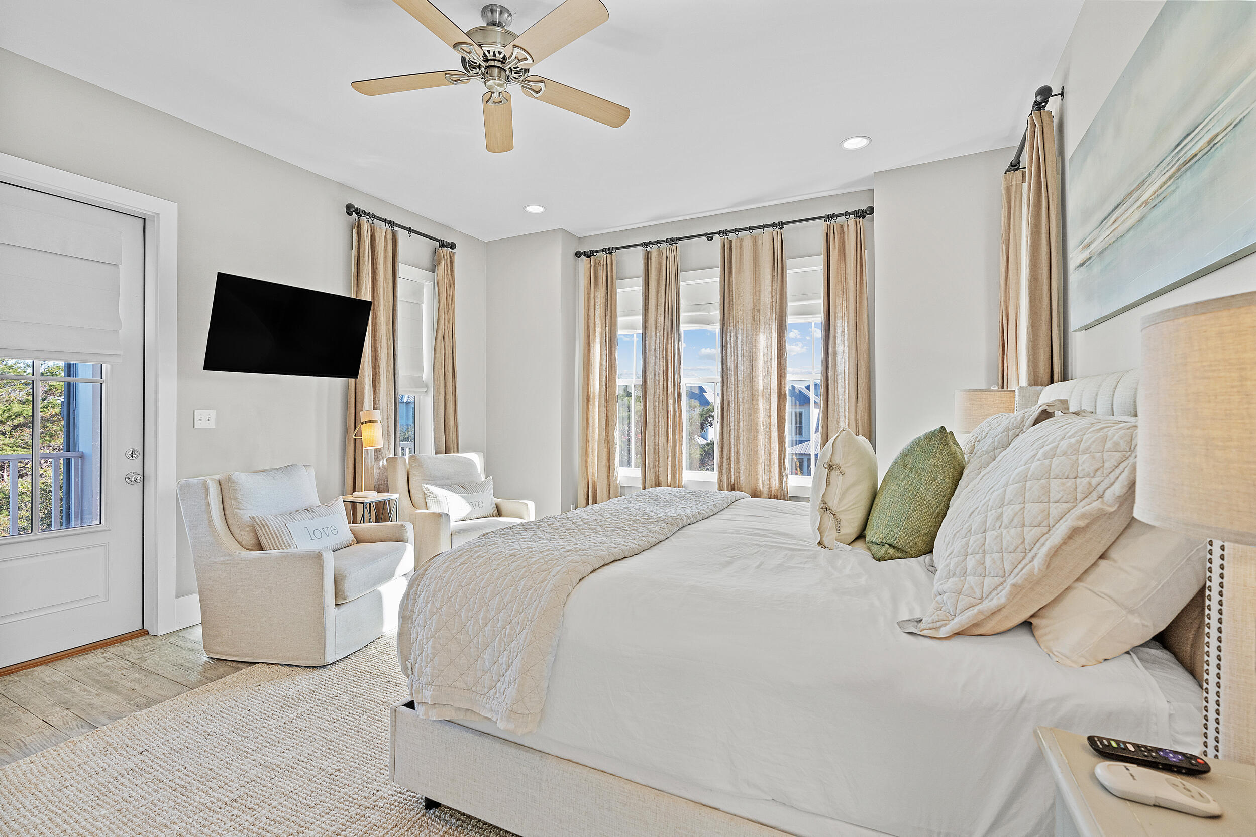 17 Pompano Court Inlet Beach, FL 32461 - Photo 38 of 48 a bedroom with a bed and a flat screen tv