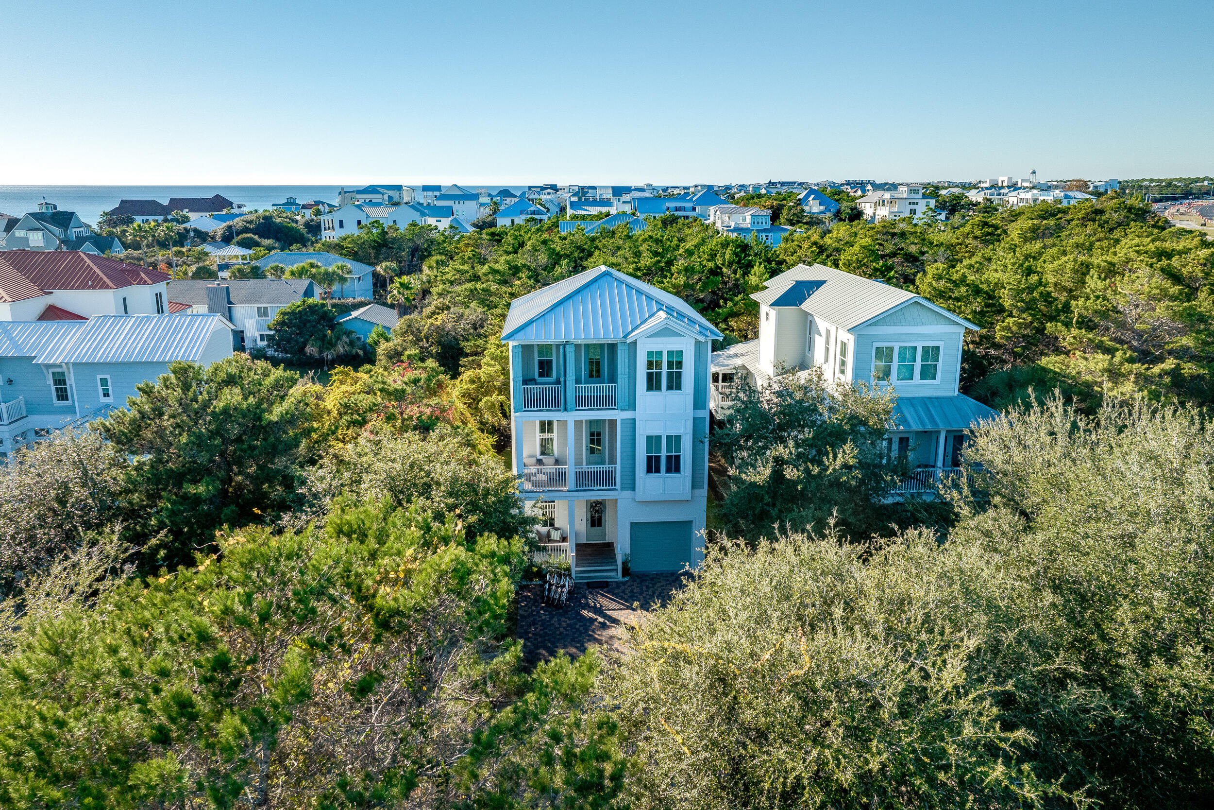 17 Pompano Court Inlet Beach, FL 32461 - Photo 47 of 48 an aerial view of a house with a yard and large tree