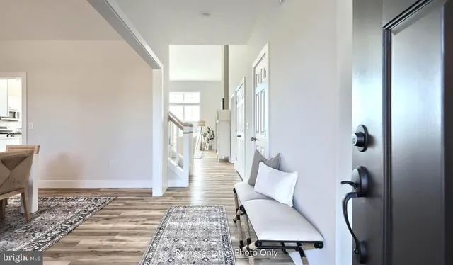 a living room with furniture and a rug