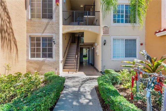 a view of a garden with pathway