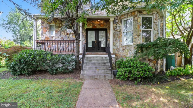 a view of a garden with a tree