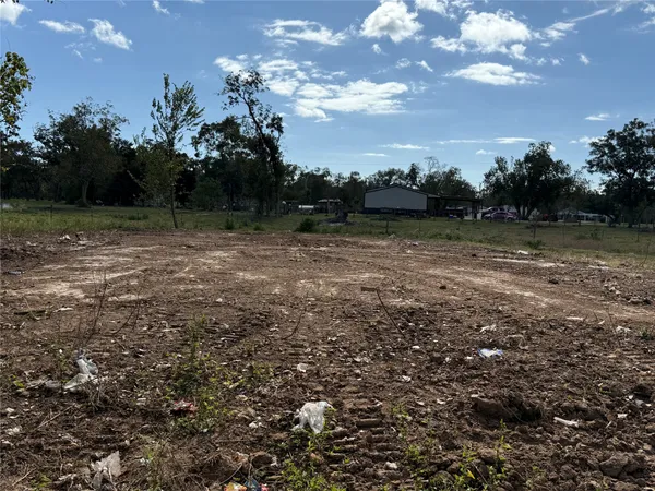 a view of a yard with lots of bushes