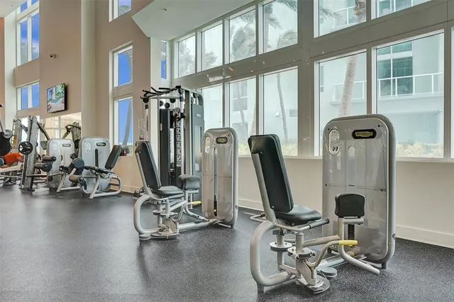 a view of a room with gym equipment