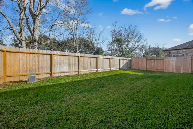 a view of a backyard with plants and a garden