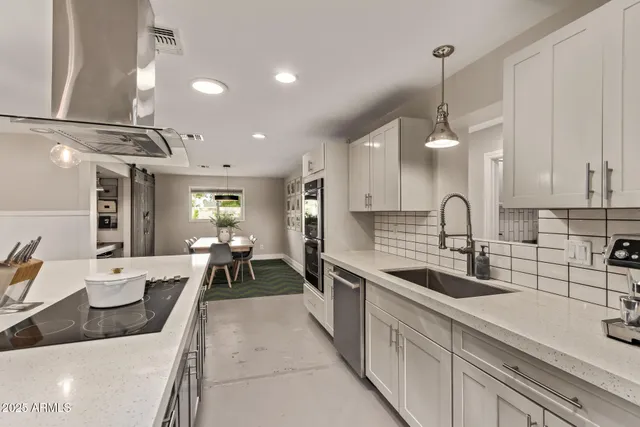a kitchen with lots of counter top space