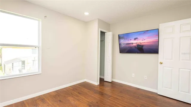 a view of a livingroom with a window