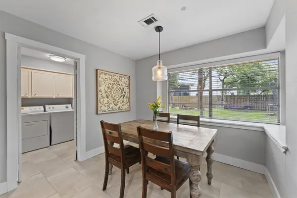 a utility room with a washer and dryer