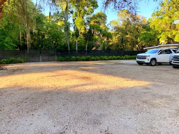 a view of an outdoor space and a swimming pool