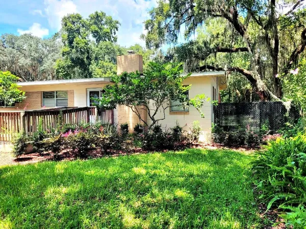a view of a park with plants and tree