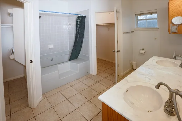 a bathroom with a sink and a shower