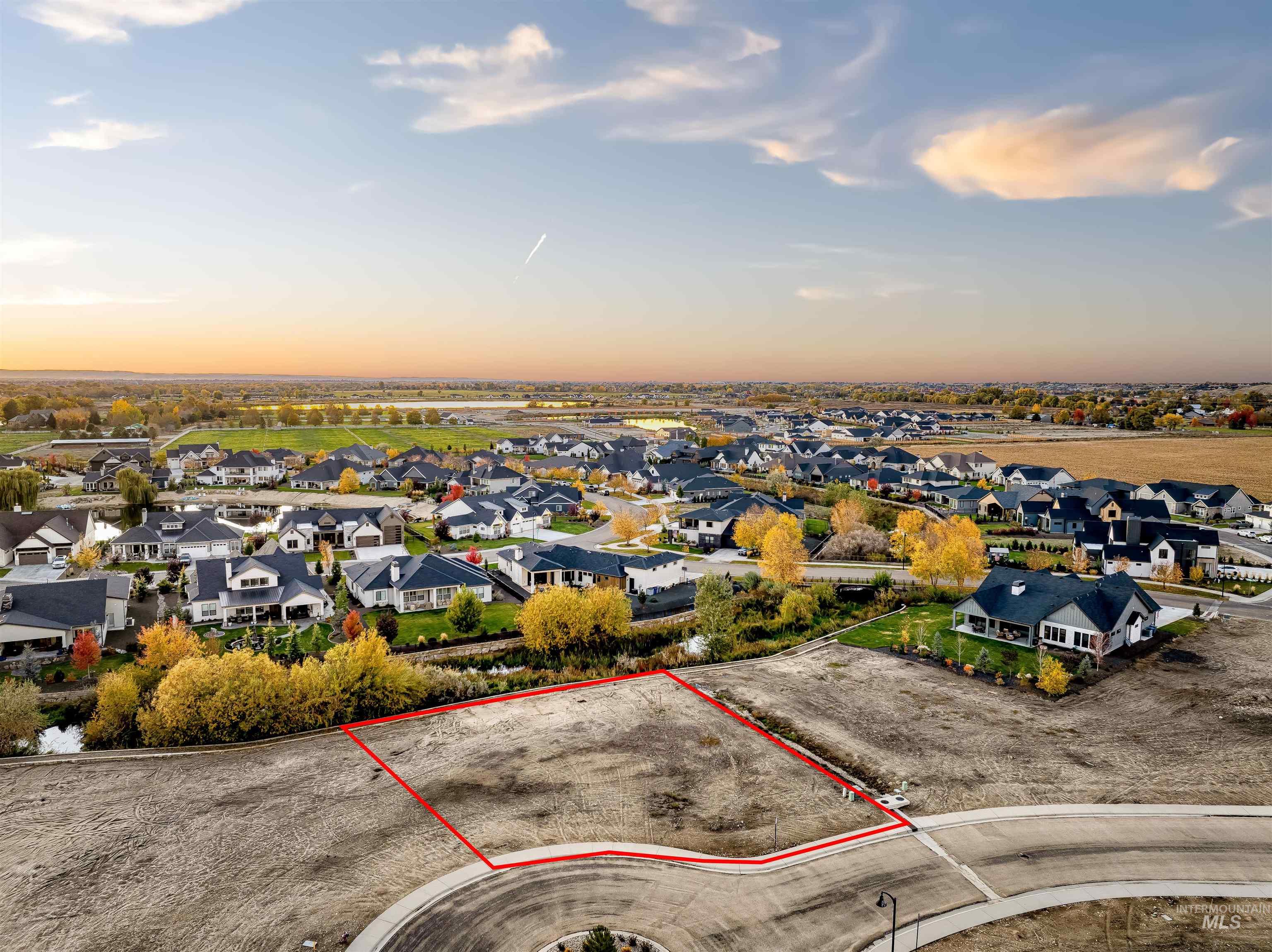 21531 Rabbit Creek Place Star, ID 83669 - Photo 6 of 17 Aerial view at dusk of a residential view and property boundaries highlighted