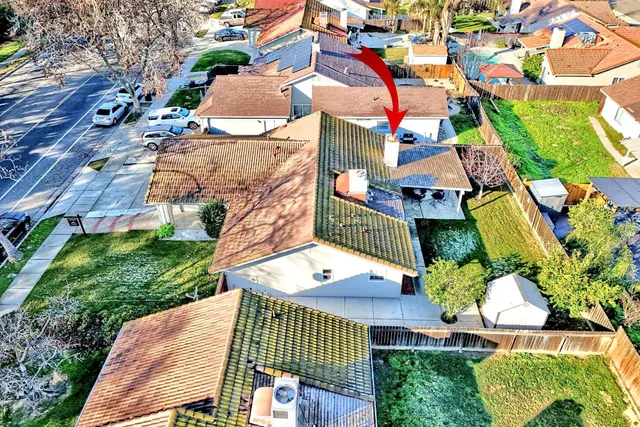 an aerial view of a house