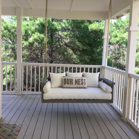 a view of a wooden deck