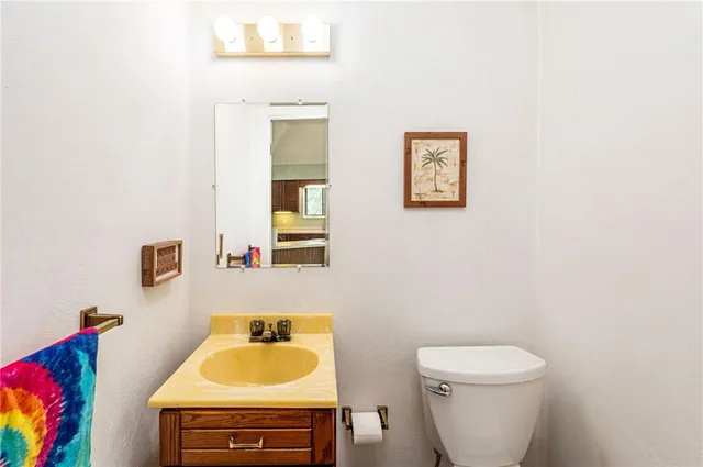 a bathroom with a toilet a sink and mirror