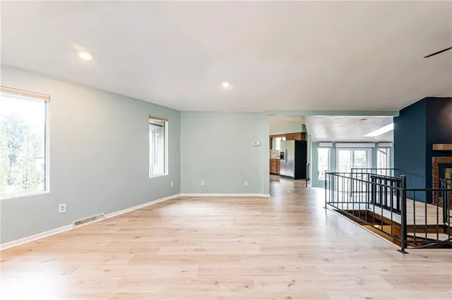 a view of a livingroom with a window