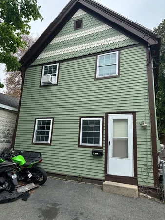 a view of outdoor space and a garage