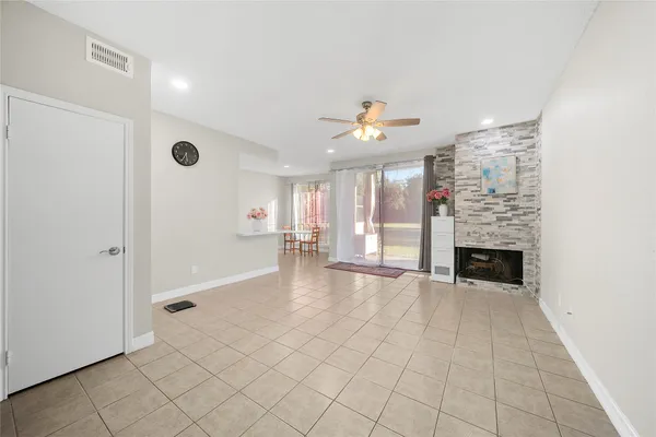 a view of a livingroom with a fireplace