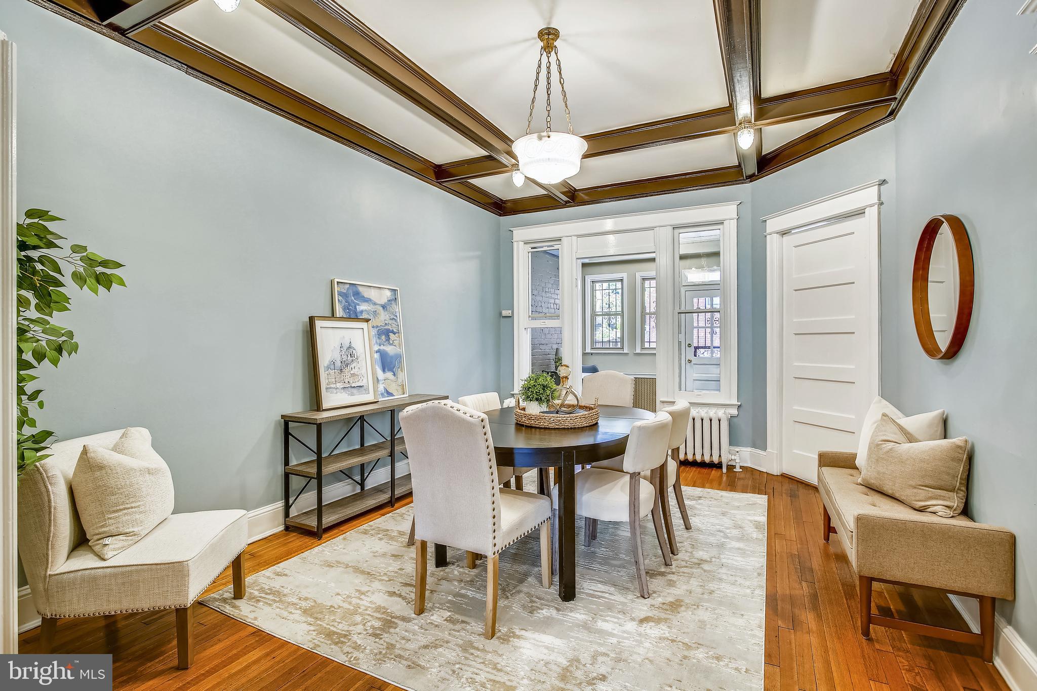 2724 Ontario Road Northwest Washington, DC 20009 - Photo 15 of 93 Dining room with original beamed ceiling