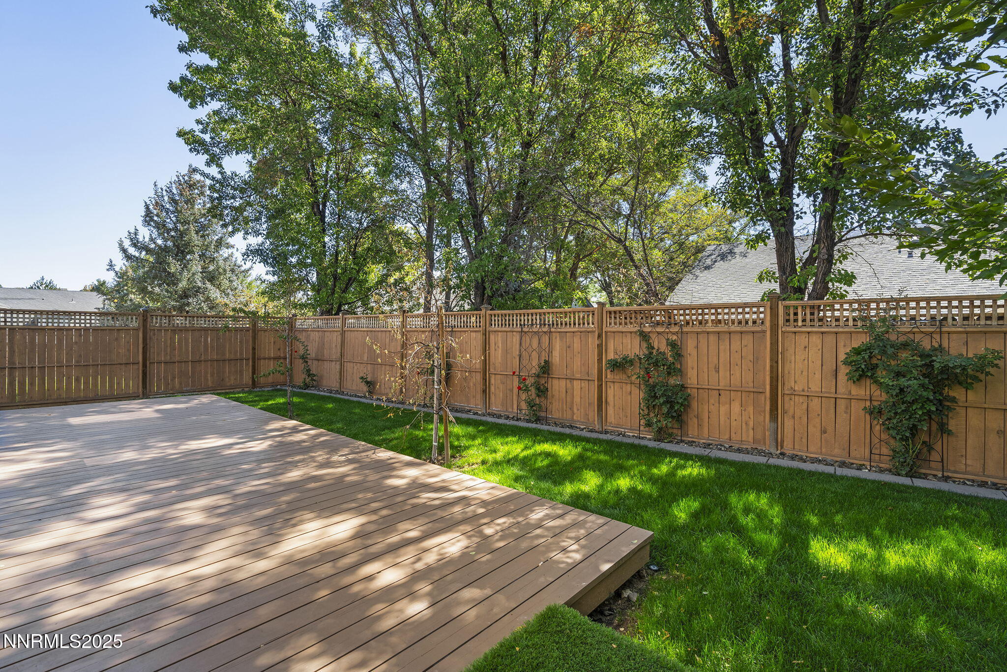 5830 Blue Horizon Drive Reno, NV 89523 - Photo 39 of 41 a view of a backyard with wooden fence and a large tree