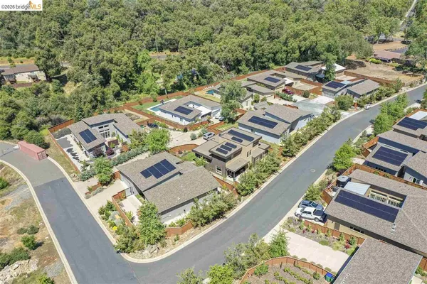 an aerial view of balcony and patio