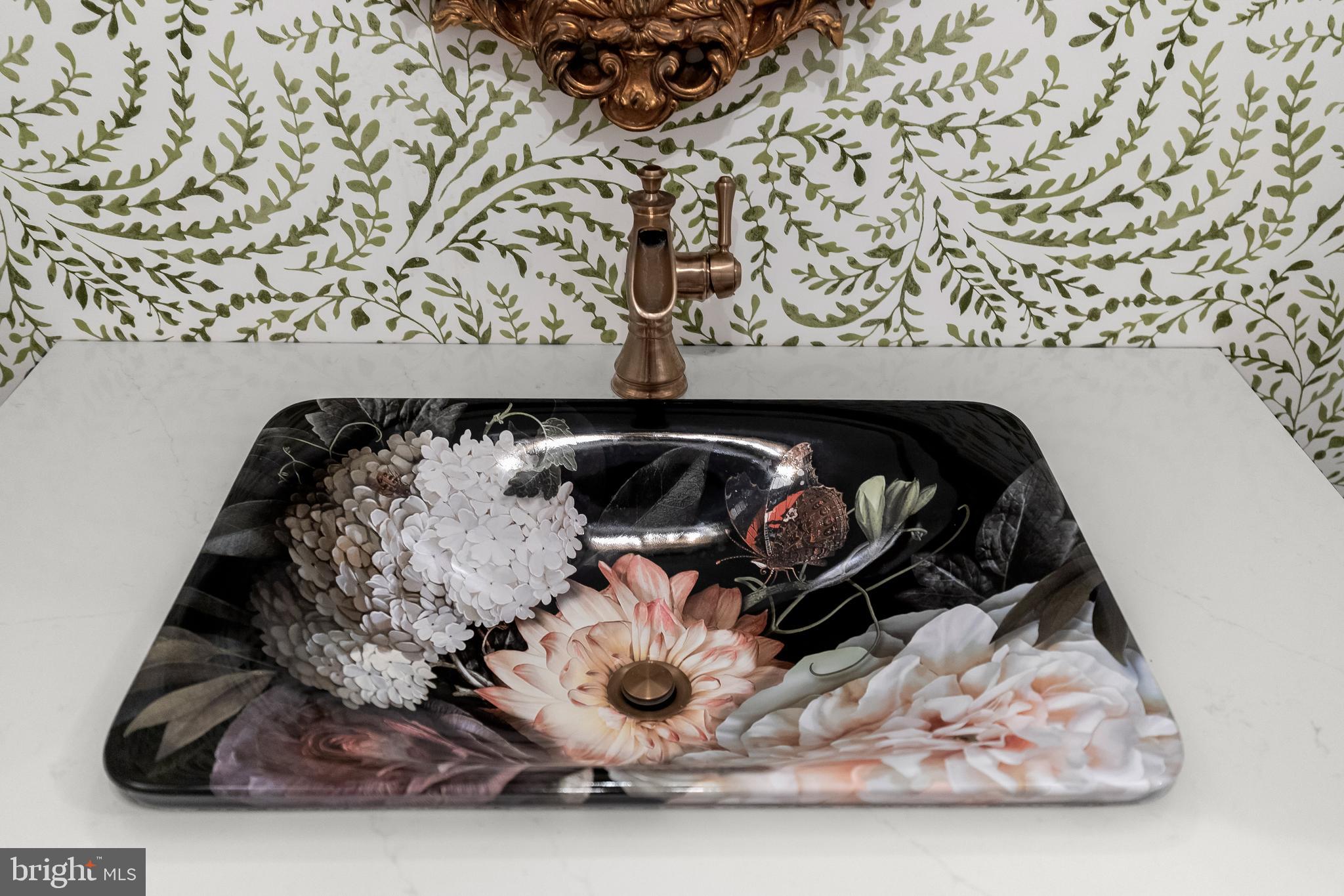 616 Cotterill Road Gibson Island, MD 21056 - Photo 11 of 54 Custom Vanity with Botanical Wallpaper