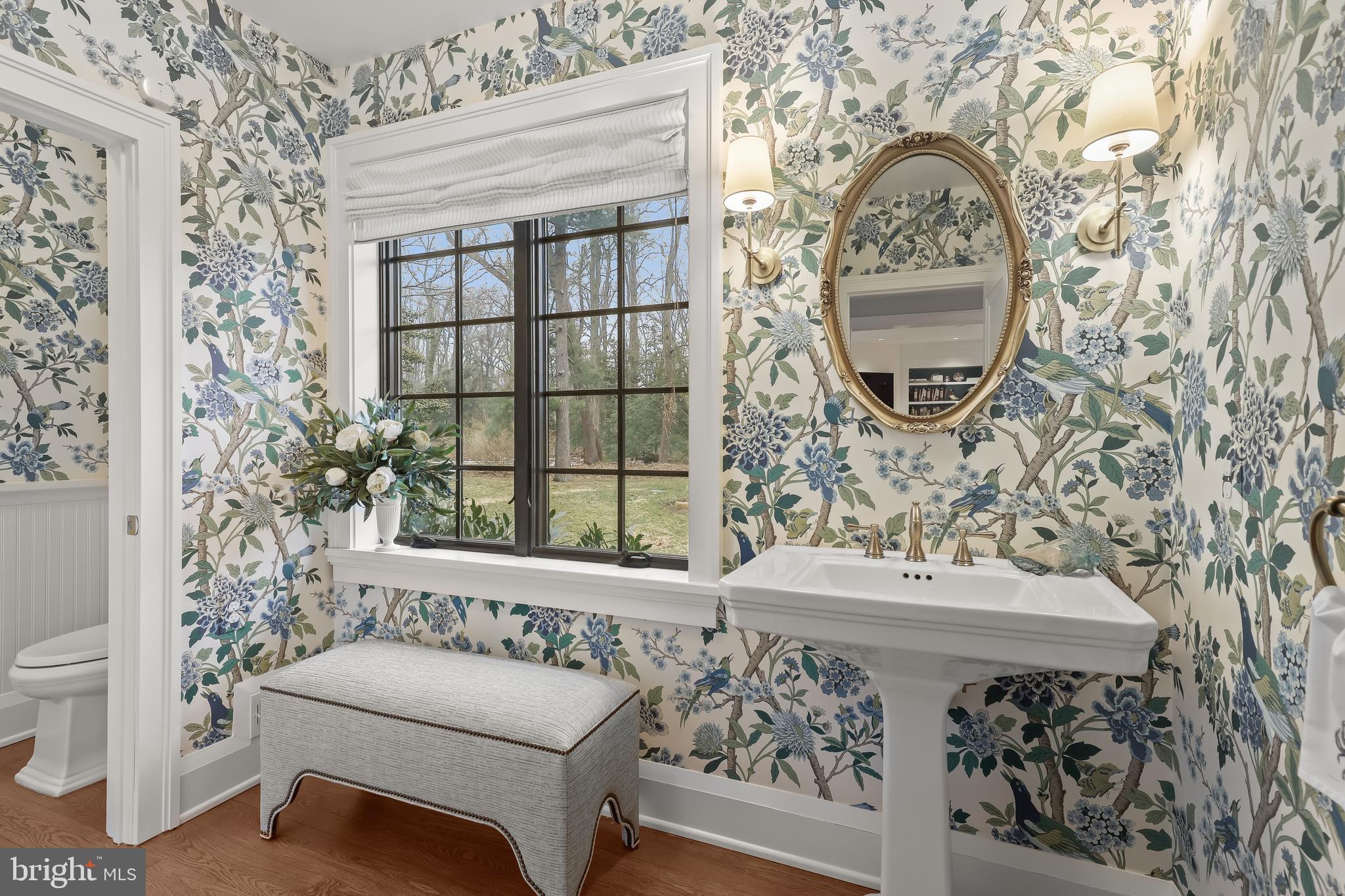 616 Cotterill Road Gibson Island, MD 21056 - Photo 28 of 54 Powder Room #2 w/ Striking Wallpaper