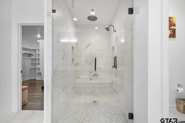 a bathroom with a shower